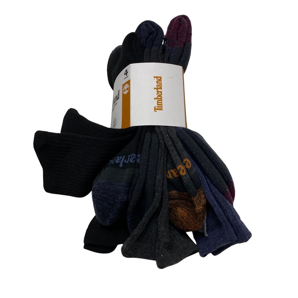 Timberland Mens 7 Pair Socks Bundle Fully Cushioned Boot & Crew Socks 9-12 NWT